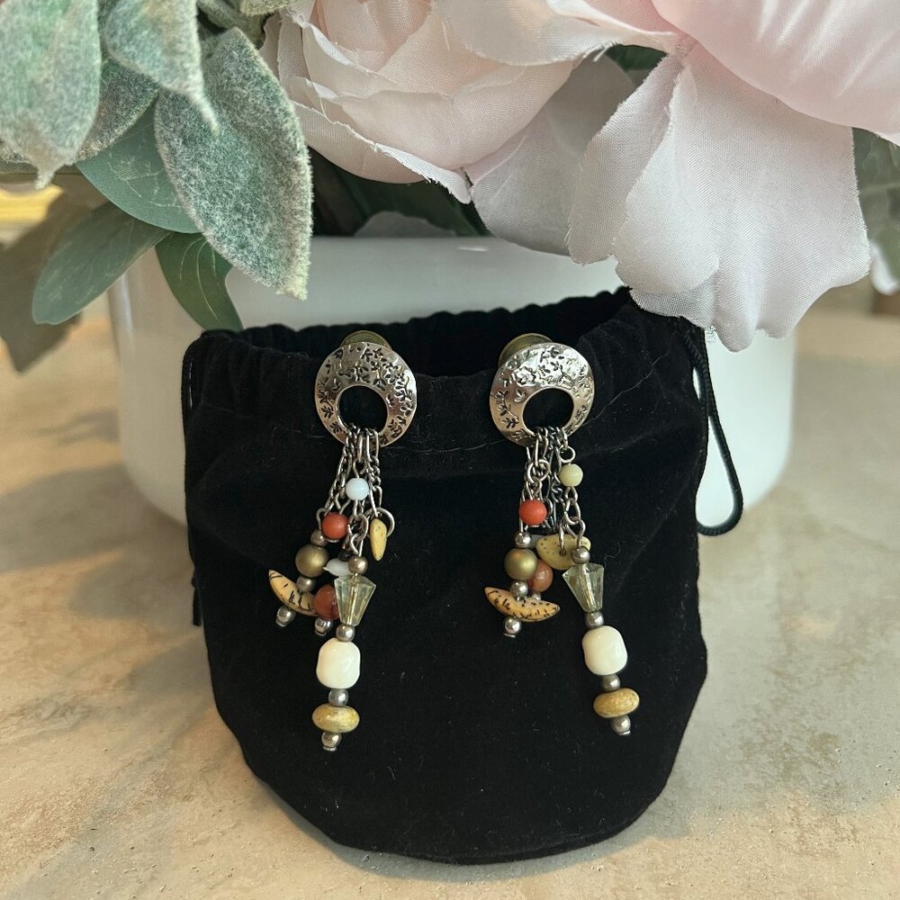 Multi-Colored With Silver Dangle Fashion Post Ear… - image 1